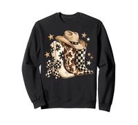 Adrette Cowgirl-Stiefel Cowboyhut Leopard Floral Kariert Sweatshirt