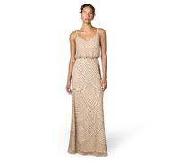 Adrianna Papell Damen Blouson-Kleid, Lang, Mit Perlen, Taupe/Pink, 14 Kleid, Taupe/Pink, 44 EU
