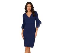 Adrianna Papell Damen Crepe Combo Midi Dress Kleid, Marineblauer Satin, 40