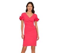 Adrianna Papell Damen Kurzes Strickkleid aus Krepp Kleid | Kurzes Cocktailkleid mit 3D-floralen Akzenten und Surplice-Mieder
