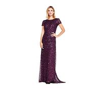 Adrianna Papell Damen Short-Sleeve All Over Sequin Gown Kleid, Cabernet, 50