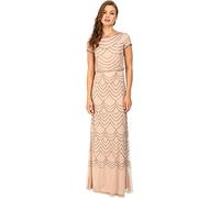 Adrianna Papell Damen Short Sleeve Blouson Beaded Gown Kleid, Taupe/Pink, 50