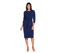 Adrianna Papell Damen Strick-Krepp Krawatte Taille Mantel Kleid, Marineblauer Satin, 40