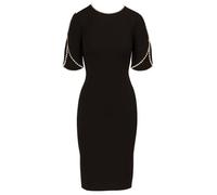 Adrianna Papell Damen Strickkleid Kreppperle Midikleid, Schwarz, 44