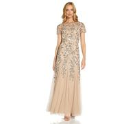 Adrianna Papell Damenkleid mit Blumenmuster und Perlen, Taupe/Pink, 34
