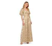 Adrianna Papell Drapiertes Damen-Kleid mit Folienblättern, Champagner/Gold, 34