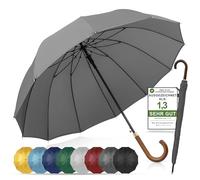 ADRIANO PORCARO® Regenschirm Sturmfest I Ø120cm Schirm I Regenschirm Groß XXL mit Reflektierendem Rand I 12 Streben Stockschirm I inkl. Schirmhülle - Für Herren & Damen I Grau