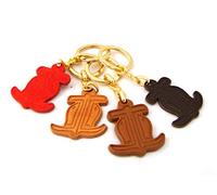 Adriatica Pelletteria Schlüsselanhänger Leder Anker Fische 3er Pack rot