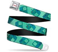 Adventure Time Gürtel, Sicherheitsgurt-Schnallengürtel, Adventure Time Bmo Pose Flips, Seafoam Green, verstellbar, Grün , 1.5" Wide - Fits Pant Size 24-38