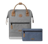 Cabaïa - Adventurer Rucksack New York Medium 18L - Wasserabweisend - Laptopfach bis zu 13 Zoll - 2 Vordertaschen - vegan zertifiziert - Rucksack für Reisen und Arbeit, Damen & Herren - Grau