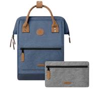 Cabaïa - Adventurer Rucksack Paris Medium 18L - Wasserabweisend - Laptopfach bis zu 13 Zoll - 2 Vordertaschen - vegan zertifiziert - Rucksack für Reisen und Arbeit, Damen & Herren - Blau