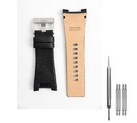 Adwoa Ersatzarmband aus echtem Leder, kompatibel mit 32 mm Federstegen, Diesel-Leder-Uhrenarmband DZ1215, DZ1216, DZ1273, DZ1430, DZ1453, DZ4246, mit Edelstahlschnalle, Schwarz