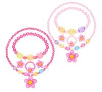 Aeaocvo Kinderschmuck 2 Set, Rosa Kleinkind Schmuck, Prinzessin Schmuck für Kleine Mädchen, Inklusive Halskette, Armbänder, Ringe und Clip-Ohrringe, Mädchenschmuck Set für Verkleiden und Kostümspiele