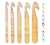 Aeelike 12-25 mm Inline Häkelnadel Große Größen, Dick Häkelnadeln Set Jumbo | 5 Stück mit Maschenmarkierer Kunststoff Häkelnadeln mit Vertiefter Hakenkopf für Teppiche, Schals, Große Häkelprojekte