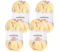 Aeelike 200g(4x50g) Farbverlauf Amigurumi Wolle, 5Ply Häkelwolle Baumwolle zum Häkeln, Langlebige Strickwolle, Bunte Häkelgarn Cotton Yarn von Decke, Pullover, Schals, Hüte, Violett Gelb