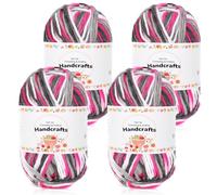 Aeelike 200g(4x50g) Farbverlauf Amigurumi Wolle Set, 5Ply Häkelwolle Baumwolle zum Häkeln, Langlebige Strickwolle, Bunte Häkelgarn Cotton Yarn von Decke, Pullover, Schals, Hüte, Schwarz Weiß Rosa