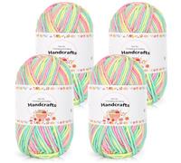 Aeelike 200g(4x50g) Farbverlauf Babywolle zum Häkeln, 5Ply Acrylic Baumwolle zum Stricken, Cotton Yarn Wolle Bunt Set für Anfänger, Erfahrene Stricker, Rosa Grün