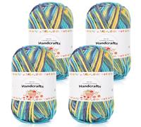 Aeelike 200g(4x50g) Farbverlauf Baumwolle zum Stricken, Langlebige Amigurumi-Set Acryl Baumwollgarn, 5Ply Wolle zum Häkeln für Socken, Mützen, Schals, Pullover, Puppen, Blau Gelb