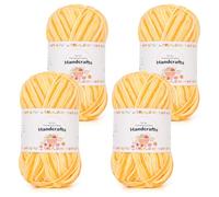 Aeelike 200g(4x50g) Farbverlauf Baumwollgarn zum Häkeln, Acryl Häkelwolle Bunt Zum Stricken, Häkeln und Kunsthandwerk, 5Ply Acrylwolle Set Baumwolle für Anfänger, Profis, Gelb