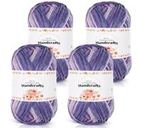 Aeelike 200g(4x50g) Farbverlauf Häkelgarn Baumwolle zum Stricken, Langlebige Amigurumi-Set Acryl Baumwollgarn, 5Ply Wolle zum Häkeln für Socken, Mützen, Schals, Pullover, Puppen, Rosa Lila