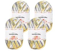 Aeelike 200g(4x50g) Farbverlauf Häkelgarn zum Stricken, Langlebige Amigurumi-Set Acryl Baumwollgarn, 5Ply Wolle zum Häkeln für Socken, Mützen, Schals, Pullover, Puppen, Grau Gelb