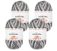 Aeelike 200g(4x50g) Farbverlauf Wolle Set, 5Ply Häkelwolle Baumwolle zum Häkeln, Langlebige Strickwolle, Bunte Häkelgarn Cotton Yarn von Decke, Pullover, Schals, Hüte, Grau Weiß