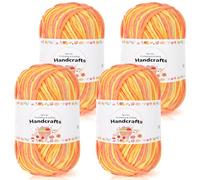 Aeelike 200g(4x50g) Wolle zum Stricken Farbverlauf, 5Ply Häkelwolle Baumwolle zum Häkeln, Cotton Yarn Strickwolle Set für Anfänger, Erfahrene Häkeler, Orange-Gelb