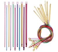 Aeelike 23 Stück Tunesische Häkelnadel,3,0-10 mm Bambus Tunesische Häkelnadeln Set mit Seil, 2,0-8,0 mm Metall Tunesische Afghanische Häkelnadel Set, für Decken, Schals, Ärmel und Andere Häkelprojekte