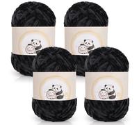 Aeelike 400g Chenille Babywolle zum Stricken, Weich Chunky Chenille Fluffy Yarn, Flauschige Samt Velvet Chenille Wolle zum Häkeln, Warme Plüschwolle für Mützen, Schals, Decken, Schwarz