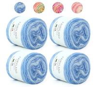 Aeelike 400g Farbverlaufsgarn Baumwolle Garn, 245m Super leichte Gradient Bobbel Wolle Farbverlauf, Superweiche Bunte Strickwolle zum Decke Pullover Schal Hüte, Ombré Sockenwolle Sternenhimmel Blau
