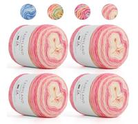 Aeelike 400g Farbverlaufsgarn Baumwolle zum Stricken, 245m Super leichte Gradient Bobbel Wolle Farbverlauf, Mehrfarbiges Babywolle zum Häkeln Weich, zum Decke Pullover Schal, Ombré Garn Rötlich-Gelb