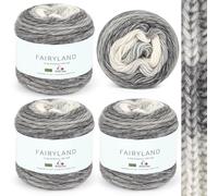 Aeelike 400g Farbverlaufsgarn Baumwolle zum Stricken, 245m Super leichte Gradient Bobbel Wolle Farbverlauf, Mehrfarbiges Babywolle zum Häkeln Weich, zum Decke Pullover Schal, Ombré Garn Grau weiß