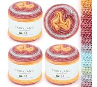 Aeelike 400g Farbverlaufsgarn Garn zum Häkeln, Acrylwolle Violett-Gelb