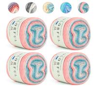 Aeelike 400g Farbverlaufsgarn Häkelgarn Baumwolle, 245m Super leichte Gradient Bobbel Wolle Farbverlauf, Superweiche Mehrfarbiges Air Wolle zum Babydecke Pullover Schal Hüte, Ombré Garn Grün Rosa