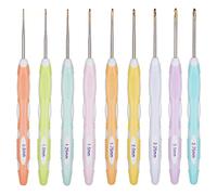 Aeelike 9 Pcs Spitze Häkelnadel Set, 0,8-2,75 mm Kleine Größe Häkelnadeln Set mit TPR Griff, Ergonomische Feine Häkelnadeln für Arthritische Hände, Bonbonfarben Dünn Häkeln Set für Socken, Ärmel