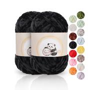 Aeelike Chenille Wolle, 2 x 100 g, Superweichem Häkelgarn für Handweben, Schwarz