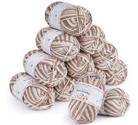 Aeelike Farbverlauf Häkelgarn, Acrylic Häkelgarn zum Stricken, Hellkhaki | 12 X 50g Häkel Wolle Set für Anfänger, 5ply Babywolle zum Stricken Mehrfarbig, Strickwolle Dickes Farbverlaufgarn