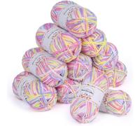 Aeelike Farbverlaufgarn, 12 X 50g Wolle zum Häkeln, Lilaweiß | 5ply Acrylic Strickwolle Baumwolle, Crochet Yarn mit Farbverlauf, Weich Häkel Babywolle Set, Strickgarn Wolle für Anfänger