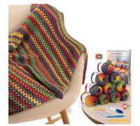 Aeelike Häkel-Decken-Set für Anfänger, Vintage-Regenbogen-Decke, Komplettes Starter-Häkelset mit ausreichend warmem Ombre-Wollgarn, Video-Anleitung, Einfache Häkeln Set für Häkel-Fans