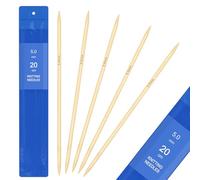 Aeeque 5 Stück 5,0 mm Nadelspiel Holz Stricknadeln Set Sockennadeln für Mützen Socken Schals Haustier Pullover Doppelspitzen Knitting Needles
