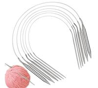 Aeeque Rundstricknadeln 60 cm, 6 Stück Edelstahl Rundstricknadeln Set, Metall Stricknadeln Rundstricknadel für Mütze Ärmel, Leichte Rundstricknadel für Anfänger Arthritis, 2.0mm - 8.0 mm