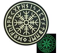 Aegishjalmr Helm of Awe Norse Wikinger Patch kompatibel mit Velcro Patches für Rucksäcke,Wikinger Patches für Weste,PVC Patches für Hüte,Wikinger Morale Patch (Black and White Glow Dark)