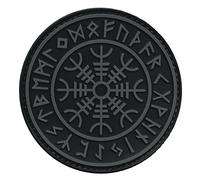 Aegishjalmr Helm of Awe Norse Wikinger Patch kompatibel mit Velcro Patches für Rucksäcke,Wikinger Patches für Weste,PVC Patches für Hüte,Wikinger Morale Patch (Blackout Subdued)