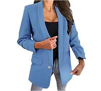 AEGJEGVD Blazer Damen Elegant Langarm Basic Knöpfen Einfarbig Anzugjacke mit Reverse Slim Fit Strickjacke Leicht Business Casual Einfach Und Vielseitig Bequem Jacke