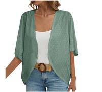 AEGJEGVD Cardigan Damen Strickjacke Sommer Langarm Einfarbig Lose Leicht Dünn Strickjacke Outerwear mit Button Casual Elegant Für Frühling Herbst Slim Fit