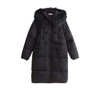 AEGJEGVD Daunenjacke Einfarbiger Damen Für Herbst Und Winter Wintermantel Mittellanger Mit Reißverschluss Pelzkragen Und Gestepptem Futter Winterparka Mit Pelzbesatz Am Kragen Pufferjacke