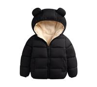 AEGJEGVD Daunenjacke Kinder Verdickte Warm Kinderjacke Für Herbst Und Winter Kapuzenjacke Mit Fleecefutter Flauschige Einfarbig Winterjacke Mit Winddichtem Kragen Bärenohren Und Kapuze