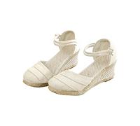 AEGJEGVD Espadrilles Für Damen Orthopädische Mit Riemchen Vorne Geschlossen Plateau Sandalen Mit Keilabsatz Balerinaschuhe Wedges Tanzschuhe Verbenas Espadrilles Schuhe Keilsandalen