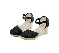 AEGJEGVD Espadrilles Für Damen Orthopädische Mit Riemchen Vorne Geschlossen Plateau Sandalen Mit Keilabsatz Balerinaschuhe Wedges Tanzschuhe Verbenas Espadrilles Schuhe Keilsandalen