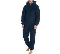 AEGJEGVD Herren Overall Jumpsuit One Piece Anzug Fleece Onesie Herren Flauschig Einteiler Schlafanzug Herren mit Reißverschluss, warme Kapuze, Plüsch-Nachtwäsche Schlafanzug mit Kapuze